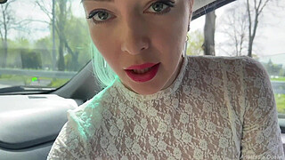 Public blowjob in the car and he came on my face