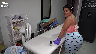 I went to clean my neighbor's room and he got excited to give me the massage