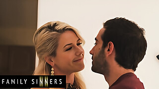 FAMILY SINNERS - Stepmom Kit Mercer Spreads Her Legs So Her Stepson Can Stick His Tongue Deep Inside Her Pussy