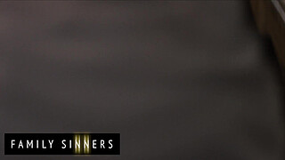 FAMILY SINNERS - Stepmom Kit Mercer Spreads Her Legs So Her Stepson Can Stick His Tongue Deep Inside Her Pussy