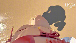 stranger fills my mouth on public beach