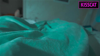 S2E3: Step mom came from party without panties and Step son fucked her in share bed till cum inside