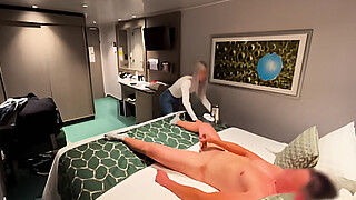 I call the girl at the hotel reception to bring me a soft drink to my room and she helps me finish cumming by jerking off