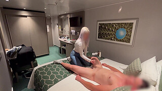 I call the girl at the hotel reception to bring me a soft drink to my room and she helps me finish cumming by jerking off