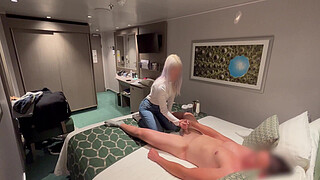 I call the girl at the hotel reception to bring me a soft drink to my room and she helps me finish cumming by jerking off