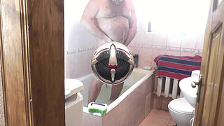 In bathroom stepdaughter shaves balls stepdad, masturbates cock and he cum. Cumshot. Handjob. Fingering. Masturbation dick. Big natural tits. Hairy pussy. Family. Taboo. Old and young. Family Nudism