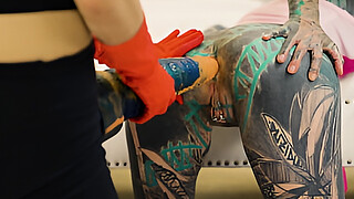 Anal pornstars anuskatzz and stacy bloom - ATM lesbian pussy licking big dildo XL sextoy halloween special play