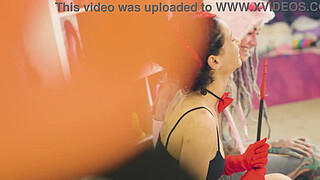 Anal pornstars anuskatzz and stacy bloom - ATM lesbian pussy licking big dildo XL sextoy halloween special play