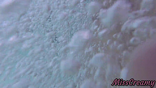 Teen student masturbate my cock in a public pool in front of everyone - it's very risky with people near- MissCreamy