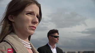 Skinny in threesome with driver and servant