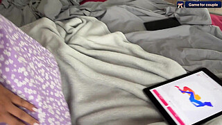 Step Sister Plays Sex Actions app for the First Time with her Brother - Cum in Mouth - Family Games