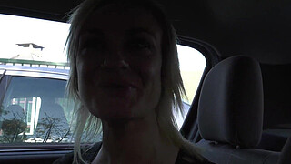 Cougar orgy in a car, threesome , blonde and 3 cocks