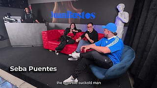 Sara Blonde fucks a fan with a HUGE cock while her CUCKOLD husband watches - Juan Bustos Show