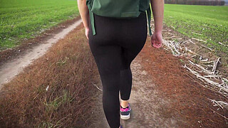 Milf In Black Tights Walks And Teases Her Nice Butt
