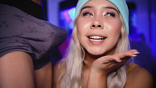 This horny college student's hobby is having a cock in her mouth