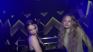 Cute teen Taya (Tutsi) gets nude in public at a disco to dance with her friend