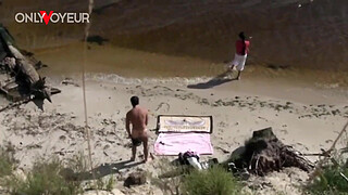 Beach Voyeur. Risky sex on public river coast