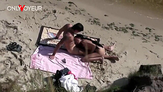 Beach Voyeur. Risky sex on public river coast