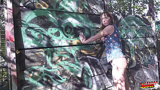 GERMAN SCOUT - Outdoor Casting Anal Sex with Mature Joana Intense caught by Police