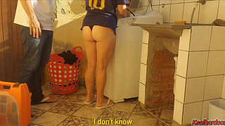 Married housewife pays washing machine technician with her pussy