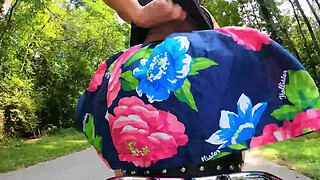 Butt plugged wife - motorcycle exhibitionist