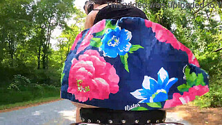 Butt plugged wife - motorcycle exhibitionist