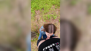 I went for a walk after fucking at home and decided to suck him off again and swallow cum outdoors