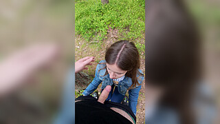 I went for a walk after fucking at home and decided to suck him off again and swallow cum outdoors