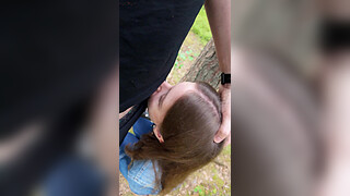 I went for a walk after fucking at home and decided to suck him off again and swallow cum outdoors