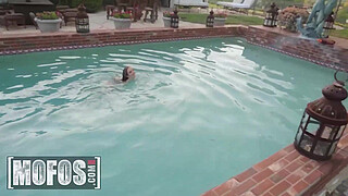 Stunning Brunette Karla Kush Rides A Thick Dick In POV Inside Her Outdoors Pool - MOFOS