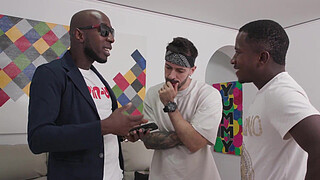 Sweet teen Mell Blanco plays with 3 big cocks then enjoys some intense DP