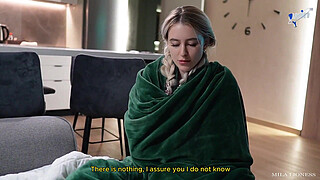 Sharing The Bed With StepSister on Vacation. She Got Scared and Got Cum on Her Panties...