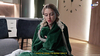 Sharing The Bed With StepSister on Vacation. She Got Scared and Got Cum on Her Panties...