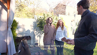 Hot girls joined party and seduced guys for foursome sex