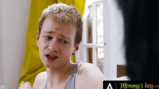 MOMMY'S BOY - Embarrassed Hung Teen Is Caught Jerking Off By His Hot Stepmom