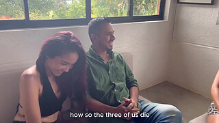 Horny real estate agent fucks her clients to close a big deal. PART 1