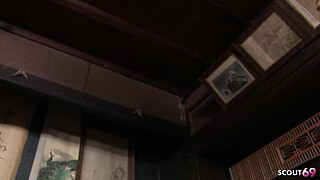 Petite Japanese Virgin Teen seduce to Defloration Sex by Classmates old Step-Dad