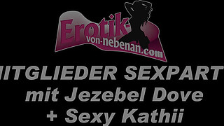 German amateur teens at their first creampie group sex with users