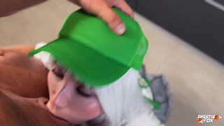 Blonde Barista in Shorts Offered to Rough Fuck Her Hot Holes Instead of Coffee POV