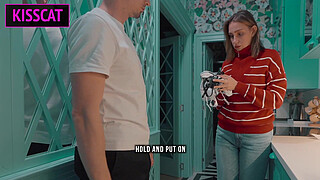 Busty Maid's First Day: Rimming, Ball Sucking, Unexpected Doggy and Missionary Sex with Cum on Ass