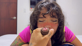 My stepsister smells my dirty cock after watching anime