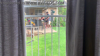 I caught my neighbours fucking outside in the backyard