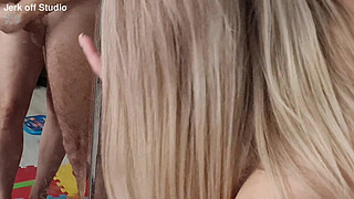 A young couple in love hugging near the mirror