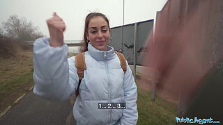 Public Agent She takes his big cock down to the balls after losing a simple game