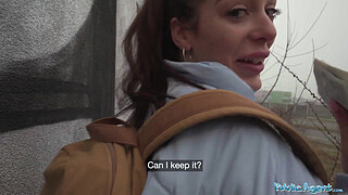 Public Agent She takes his big cock down to the balls after losing a simple game