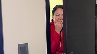 Busty busty babe fucks her sister's ebony boyfriend on the sly