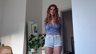 Big booby redhead housesitter breaks the rules while my step mom was gone!!
