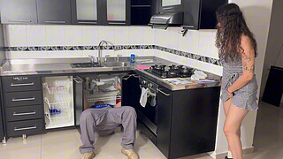 Very horny plumber fucks a desperate housewife