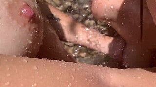 I spy on two girls bathing and after they discover me masturbating they invite me to participate