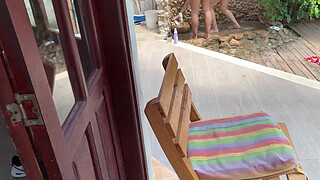 I spy on two girls bathing and after they discover me masturbating they invite me to participate